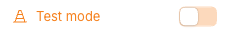 The Test mode toggle at the bottom of the dashboard sidebar